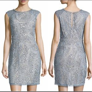 Aidan Mattox Prussian Blue Beaded Cocktail Dress
